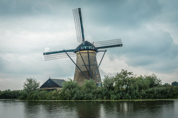 Naklejka premium Windmill in Netherlands, Kinderdijk