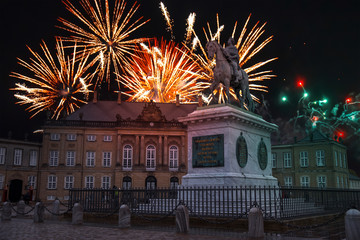 colorful fireworks in copenhagen.