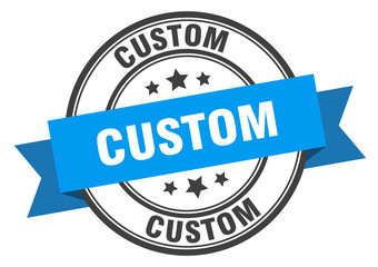 custom label. custom blue band sign. custom