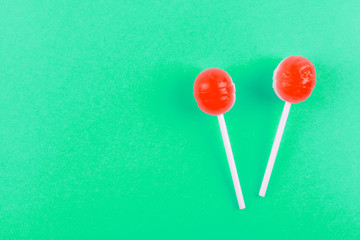 lolipop on mint blue pastel background.