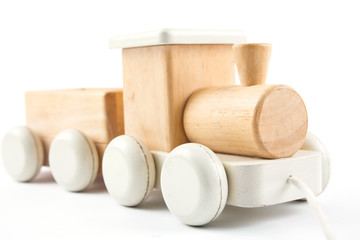 Wooden train isolated on white