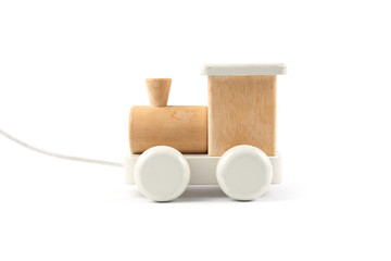 Wooden train isolated on white