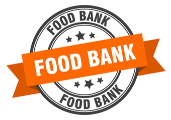 food bank label. food bank orange band sign. food bank