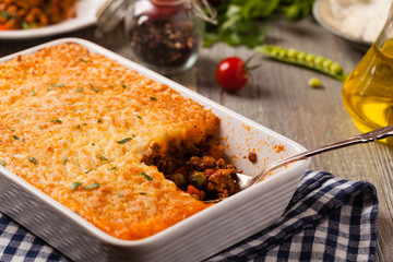 Cottage pie with beef and potatoes