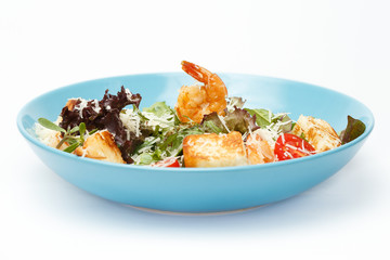 salad caesar with a shrimps and seafood