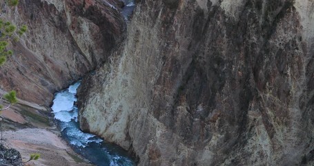 Yellowstone National Park Grand Canyon river. Geothermal ecosystem environment. Caldera super volcano. Biology geography and ecology. Millions of tourist and visitors.