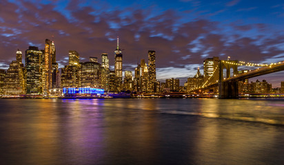 Manhattan view during night from Brooklyn side