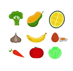 Vegetable fruit and egg icon vector