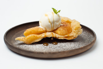 apple strudel with the ice cream