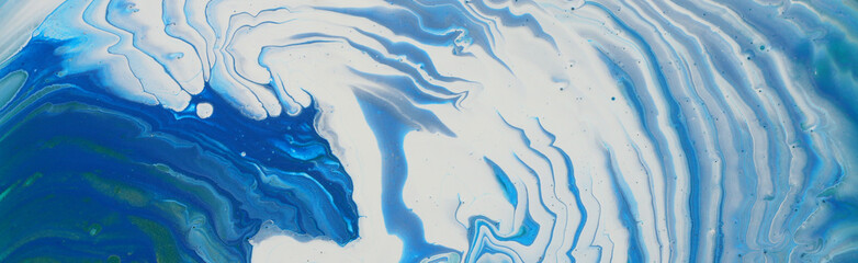 kunstfotografie van abstracte gemarmerde effectachtergrond. blauwe en witte creatieve kleuren. Mooie verf. banier