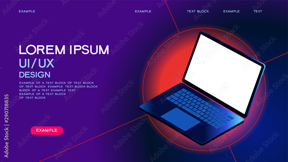 Poster frame laptop blank screen. template for infographic or presentation user interface design. 3d isomet