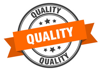 quality label. quality orange band sign. quality