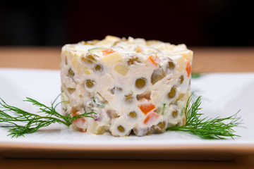 Traditional Russian salad Olivier
