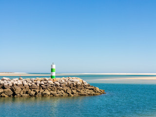 Fuzeta, Ria Formosa at Algarve. Little lighthouse