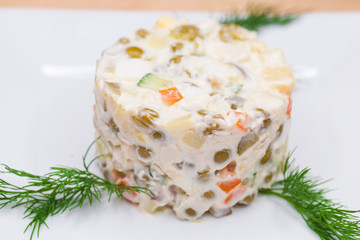 Traditional Russian salad Olivier