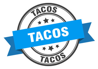 tacos label. tacos blue band sign. tacos
