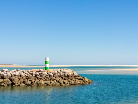 Fuzeta, Ria Formosa at Algarve. Little lighthouse