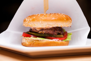 Restaurant dish - beef hamburger
