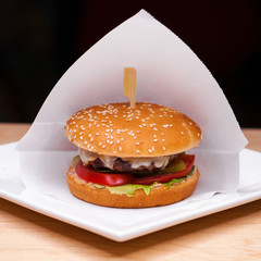 Restaurant dish - beef hamburger