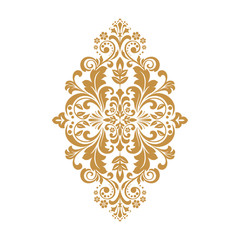 Damask graphic ornament. Floral design element. Gold vector pattern