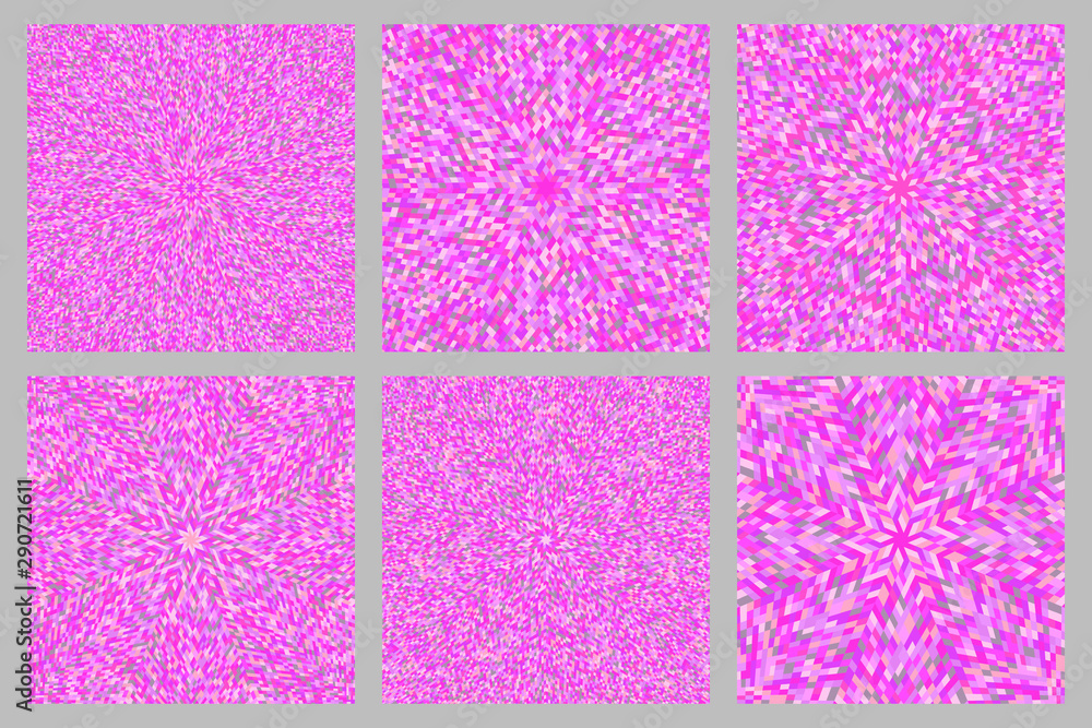 Poster dynamic circular tiled mosaic background set - hypnotic psychedelic abstract vector graphic design