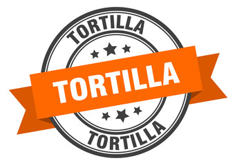 tortilla label. tortilla orange band sign. tortilla