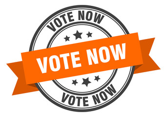 Obraz premium vote now label. vote now orange band sign. vote now