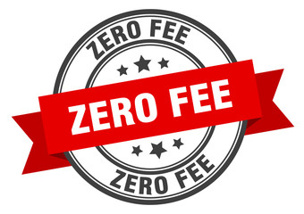zero fee label. zero fee red band sign. zero fee