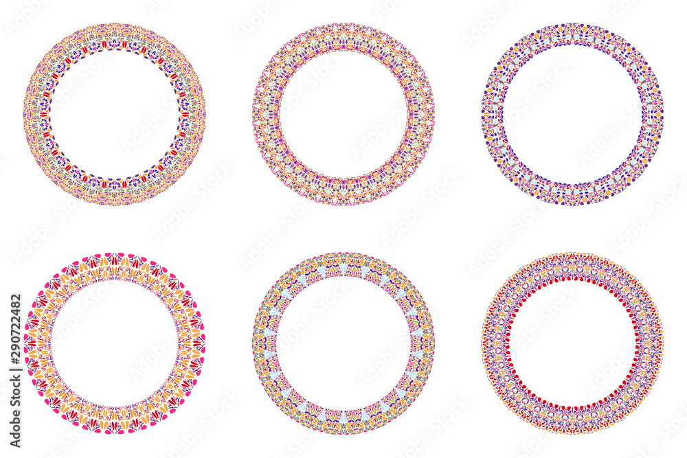 Poster geometrical floral round wreath set - abstract circular vector elements from curved shapes