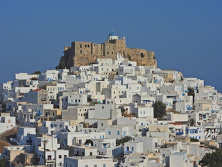 Zoom photo of iconic castle in main village of Astypalaia, Dodecanese, Greece