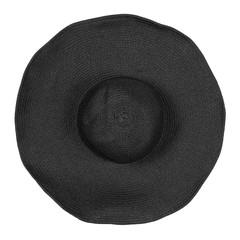beach black hat with wide margins on an isolated white background
