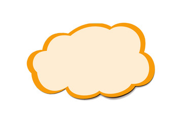 Speech bubble as a cloud with orange border isolated on white background. Copy space