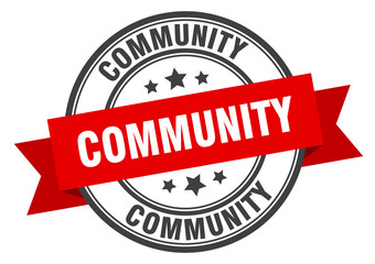 community label. community red band sign. community
