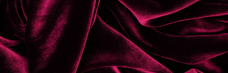 Long banner velvet texture dark red pink  color background, expensive luxury fabric,  wallpaper....