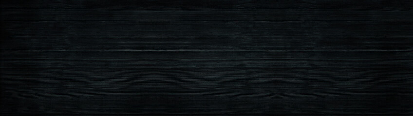Black wood wide panoramic texture. Wooden backdrop horizontal panorama. Dark timbers surface background