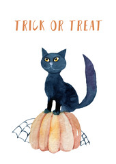 watercolor postcard on Halloween