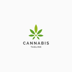 Green Cannabis Leaf Logo Icon Design Template. weed, hemp, farm, vector illustration