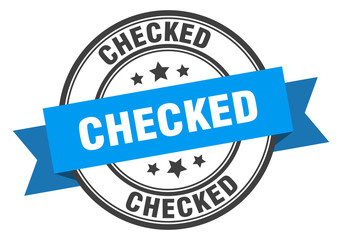 Fototapeta premium checked label. checked blue band sign. checked