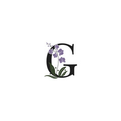 G initial unique modern creative elegant luxurious artistic with flower