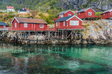 Fototapeta premium View of Å, a small fishing village with the shortest name in Moskenes Municipality on Lofoten islands in Nordland county, Norway
