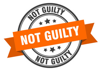 not guilty label. not guilty orange band sign. not guilty