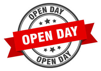 Fototapeta premium open day label. open day red band sign. open day