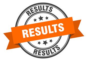 results label. results orange band sign. results