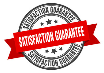satisfaction guarantee label. satisfaction guarantee red band sign. satisfaction guarantee