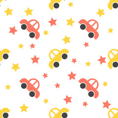 Seamless pattern. Colorful car background. Vector illustration.