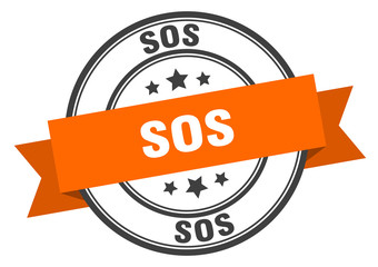 sos label. sos orange band sign. sos