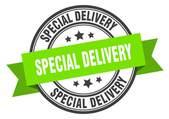 special delivery label. special delivery green band sign. special delivery