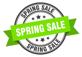 spring sale label. spring sale green band sign. spring sale