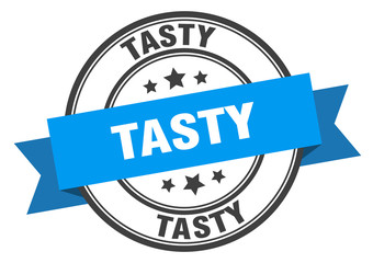 tasty label. tasty blue band sign. tasty