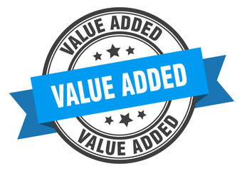 value added label. value added blue band sign. value added